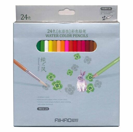 مداد آبرنگی 24 رنگ آیهائو مدل 9014 به همراه قلمو