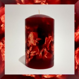 شمع استوانه ای قرمز و مسی دو جداره
