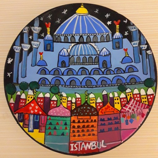 دیوارکوب سفالی با طرح دورنمای شهر استانبول