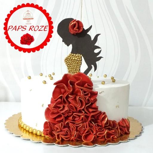 کیک تولد دخترانه قرمز مرواریدی( 2 کیلو)