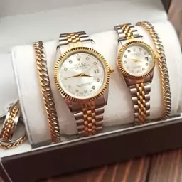 ساعت مچی مردانه و زنانه رولکس روزشمار دار  صفحه سفید ROLEX 