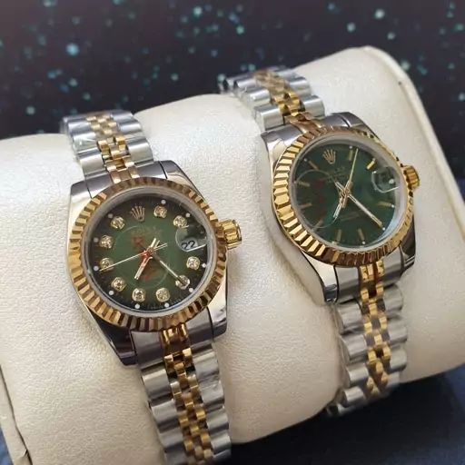 ساعت مچی زنانه رولکس دیت جاست بند استیل صفحه سبز ROLEX DATEJUST 