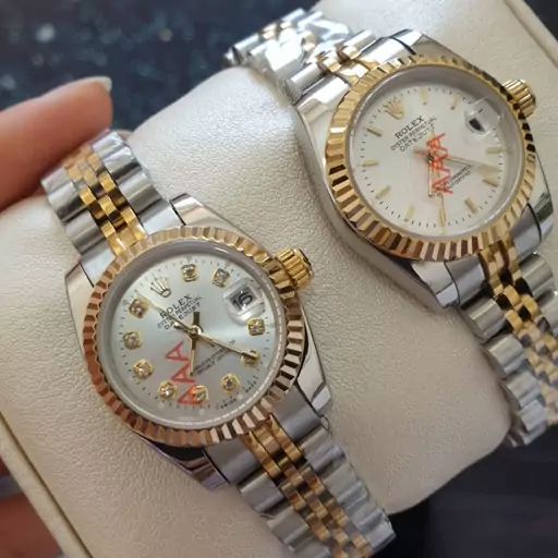 ساعت مچی زنانه رولکس دیت جاست بند استیل صفحه سفید ROLEX DATEJUST 