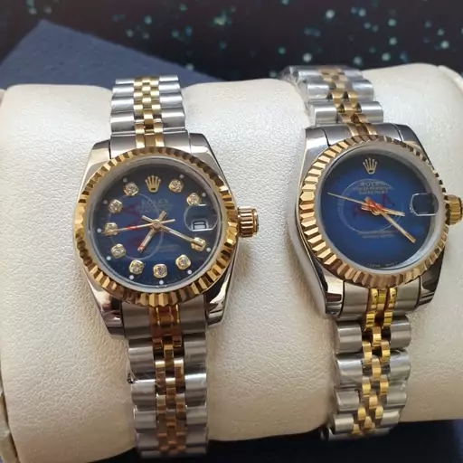 ساعت مچی زنانه رولکس دیت جاست بند استیل صفحه آبیROLEX DATEJUST 