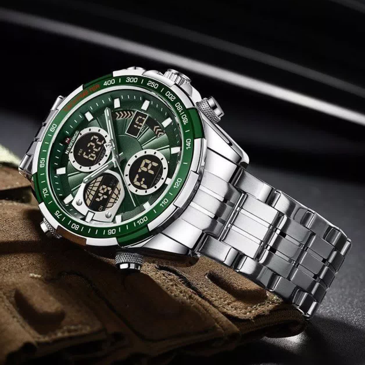 ساعت مچی مردانه ناویفورس اورجینال رنگ بندی صفحه(سبز) Naviforce