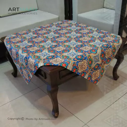 رومیزی مخمل  100x100 طرح کاشیخط یک آرت مان