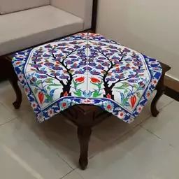 رومیزی مخمل  100x100 طرح طره عشق  نارنجی آرت مان