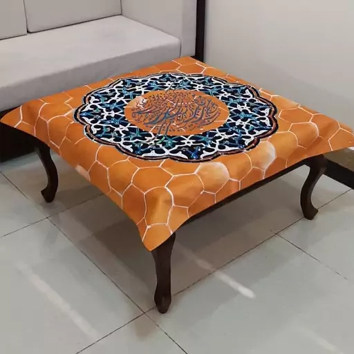 رومیزی مخمل  100x100 طرح گنبد مینا آجری  آرت مان