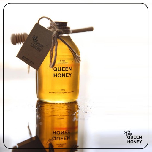 عسل ملکه 400 گرمی 100 درصد طبیعی با گواهی آز به همراه قاشق هدیه