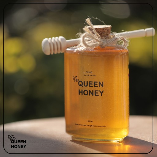 عسل ملکه 600 گرمی 100 درصد طبیعی با گواهی آز به همراه قاشق هدیه