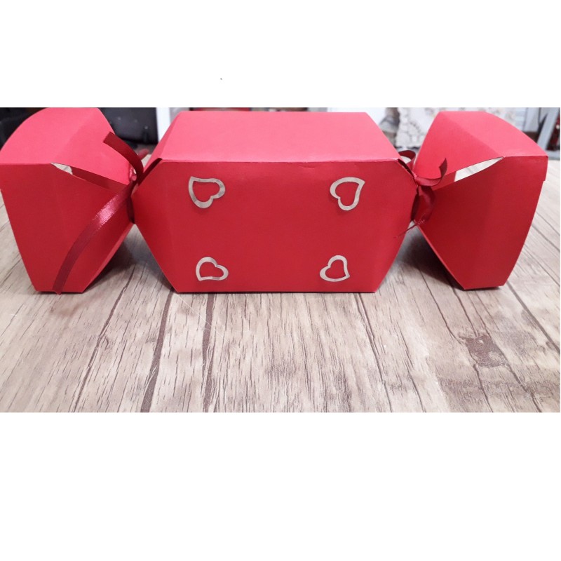 بسته 10 عددی جعبه کادو طرح شکلاتی سایز 3 رنگ قرمز