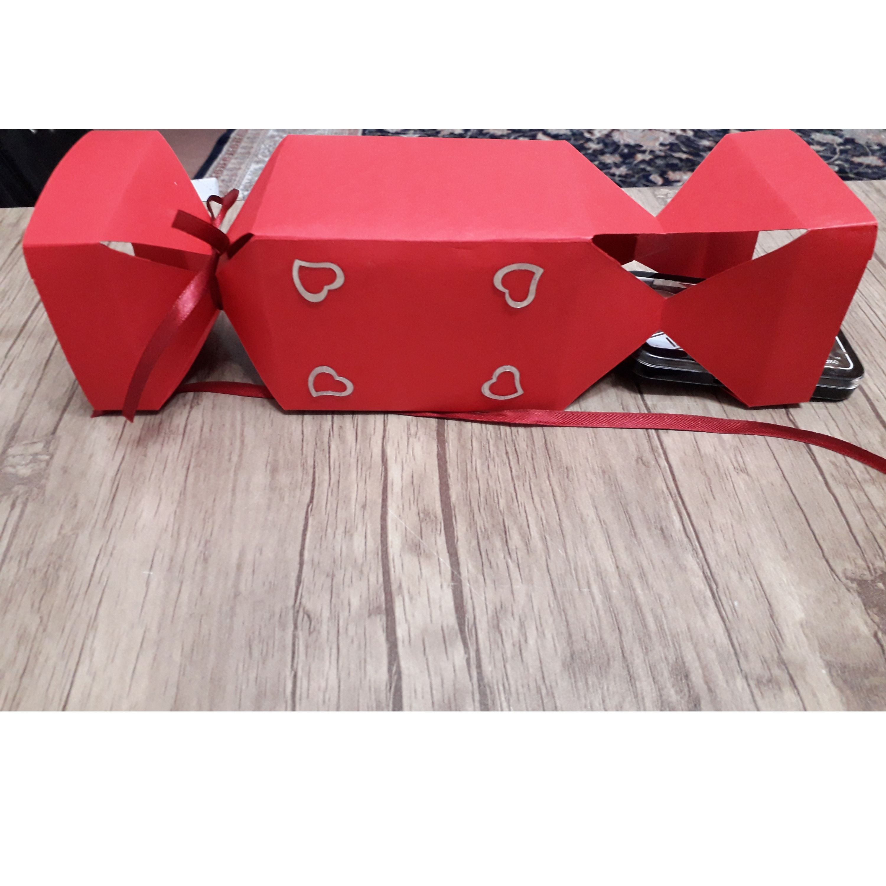 بسته 10 عددی جعبه کادو طرح شکلاتی سایز 3 رنگ قرمز