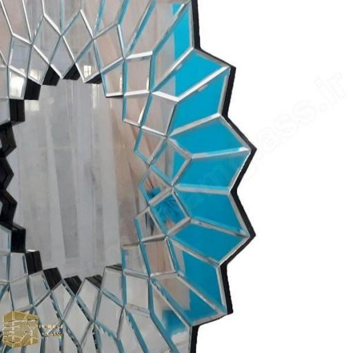 آینه دکوراتیو خورشیدی نقره ای طرح الماس