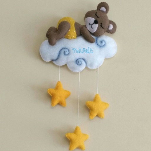 آویز نمدی خرس‌ ابری مدل ستاره