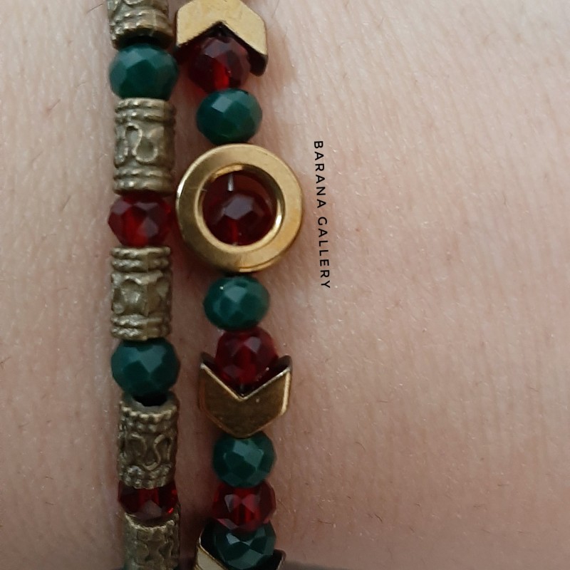 دستبند طوبی(دودور) قرمز سبز