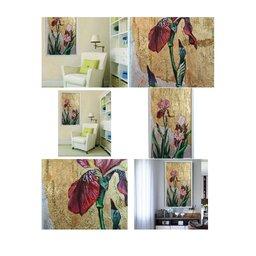 تابلو نقاشی جدید مدرن گل زنبق  ورقطلا ورقنقره  مدرنیته دکوراتیو جهیزیه رنگروغن