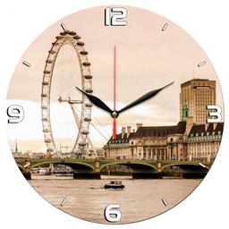 ساعت دیواری گرد مدل 1291 طرح چرخ و فلک و پل لندن قطر 30 سانتیمتر