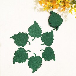 برگ مصنوعی نمدی طرح رز رنگ سبز بسته 12 عددی ابعاد قد 8 و عرض 6 سانتی متر