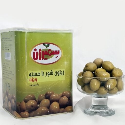 زیتون سمیران شور با هسته ویژه  بسته 16 عددی به قیمت عمده  محصولات زیتون سمیران پخش یاس تهران