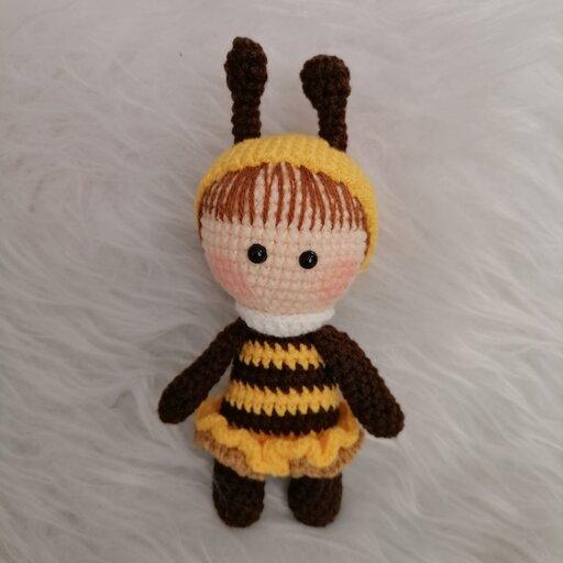 عروسک  جاکلیدی  دختر زنبوری بافته شده با اکریل تاب