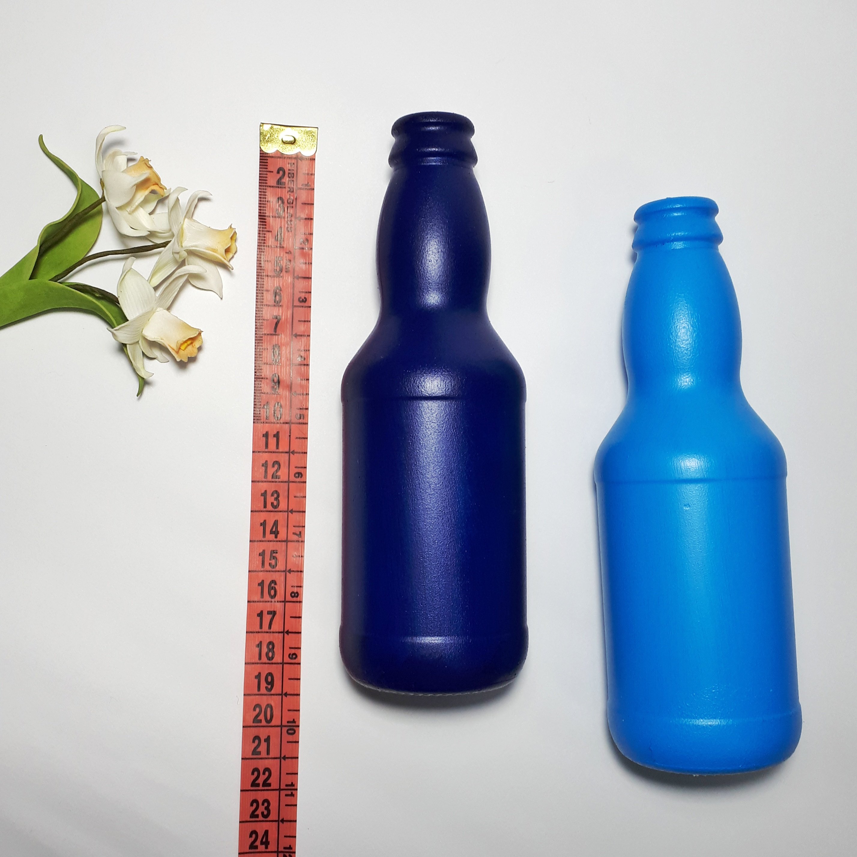 گلدان شیشه ای رنگی دکوراتیو طرح توناژ رنگ سرمه ای تا آبی ست پنج عددی