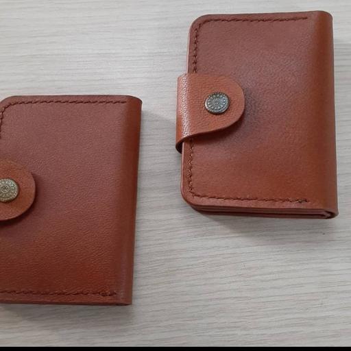 کیف کارت بانکی سه لت چرم طبیعی بزی دستدوز 