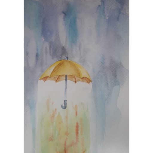 تابلو نقاشی آبرنگ چتر جادوئی