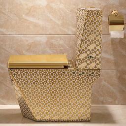 توالت فرنگی گلدار طلایی وارداتی ارسال به سراسر ایران