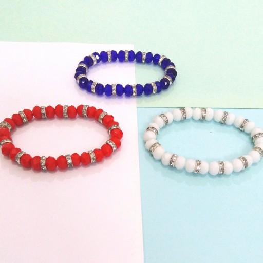 دستبند کریستال برند سوبا مدل کشی در  رنگهای سفید و قرمز و آبی کاربنی و آبی  آسمانی کبود  