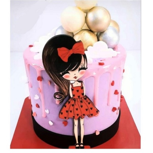 تاپر تزیین کیک بهگز مدل دخترک ملوس مناسب تزیین کیک تولد و مهمانی