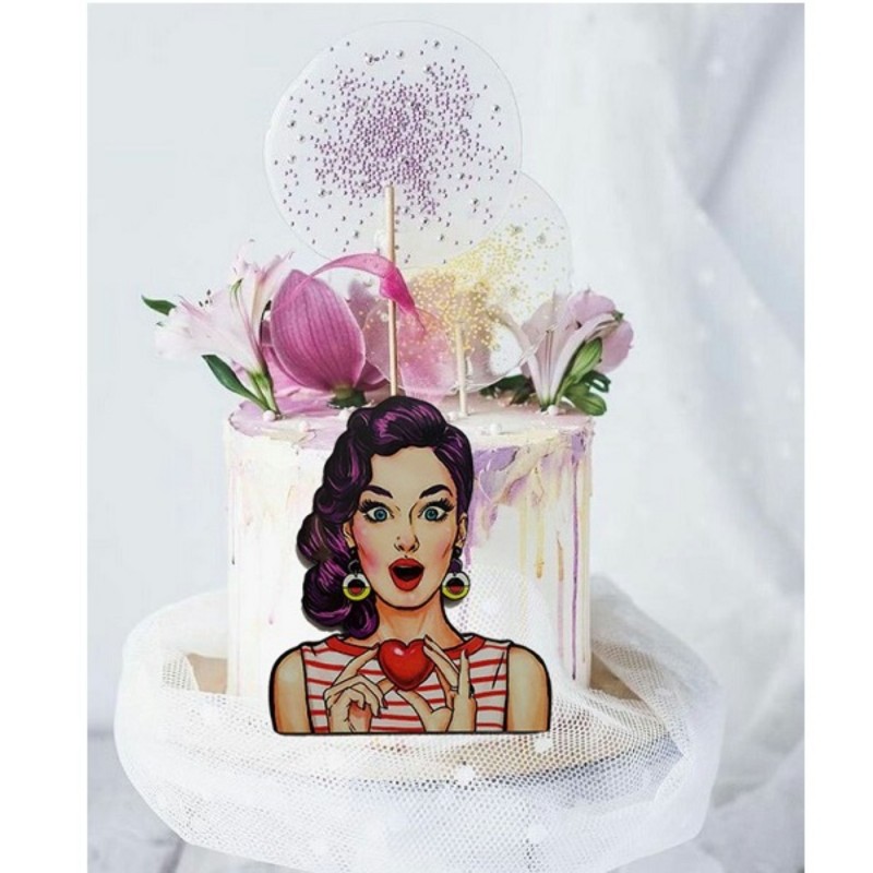 تاپر تزیین کیک به گز مدل دخترانه مناسب تزیین کیک تولد