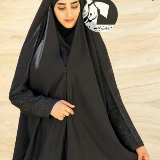 چادر عربی اماراتی ابریشم سوپرندا کره ای تولیدی حجاب سُندُس بسیار سبک و مشکی مخملی