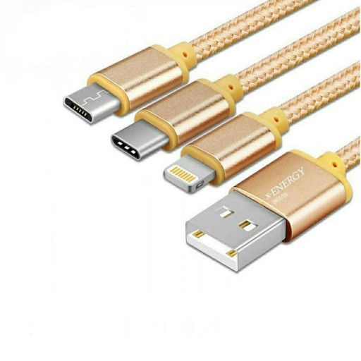 کابل شارژ USB به لایتنینگ ، میکرو USB و تایپ سی ایکس انرژی مدل X303 طول 1 متر