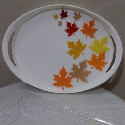 تخفیف ویژه یلدا سینی سرو با طرح برجسته برگ پاییزی(ویژه شب یلدا) مخصوص پاییز 