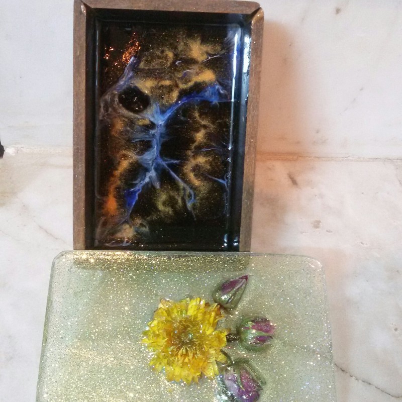 جعبه جواهر گل چوب و رزین