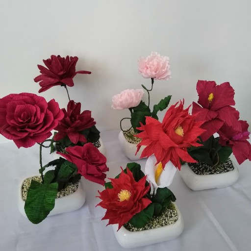 گل مصنوعی مدل بوته 3 گل باغچه ای