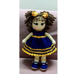 عروسک بافتنی دخترانه رنگ زرد سایز متوسط