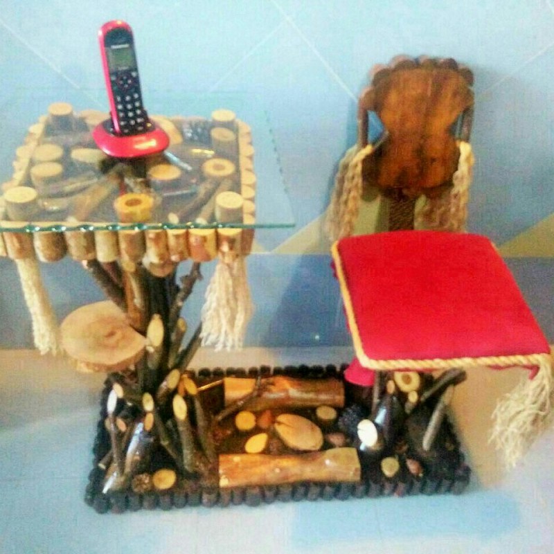 میز تلفن چوبی روستیک میز تلفن سنتی میز جنگلی《ارسال با باربری و تیپاکس 》