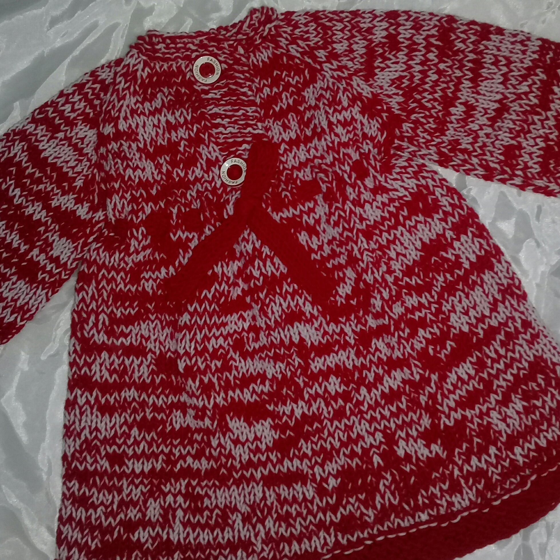 پیراهن چین داردست بافت دو رنگ یک ساله 