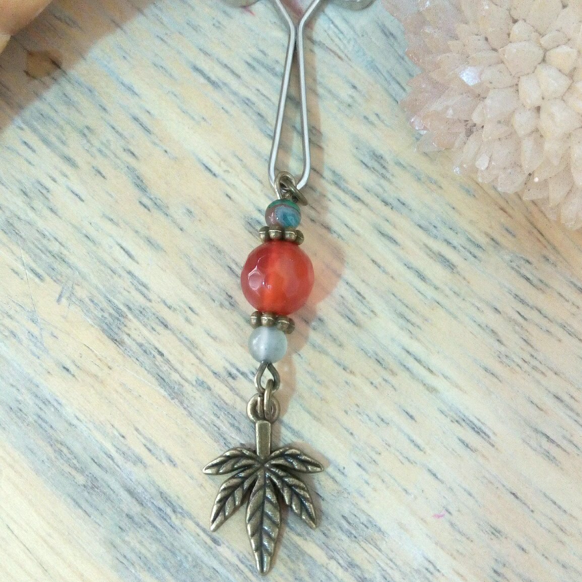 گیره روسری سنگی با سنگ های عقیق ، چشم ببر، رزکوارتز