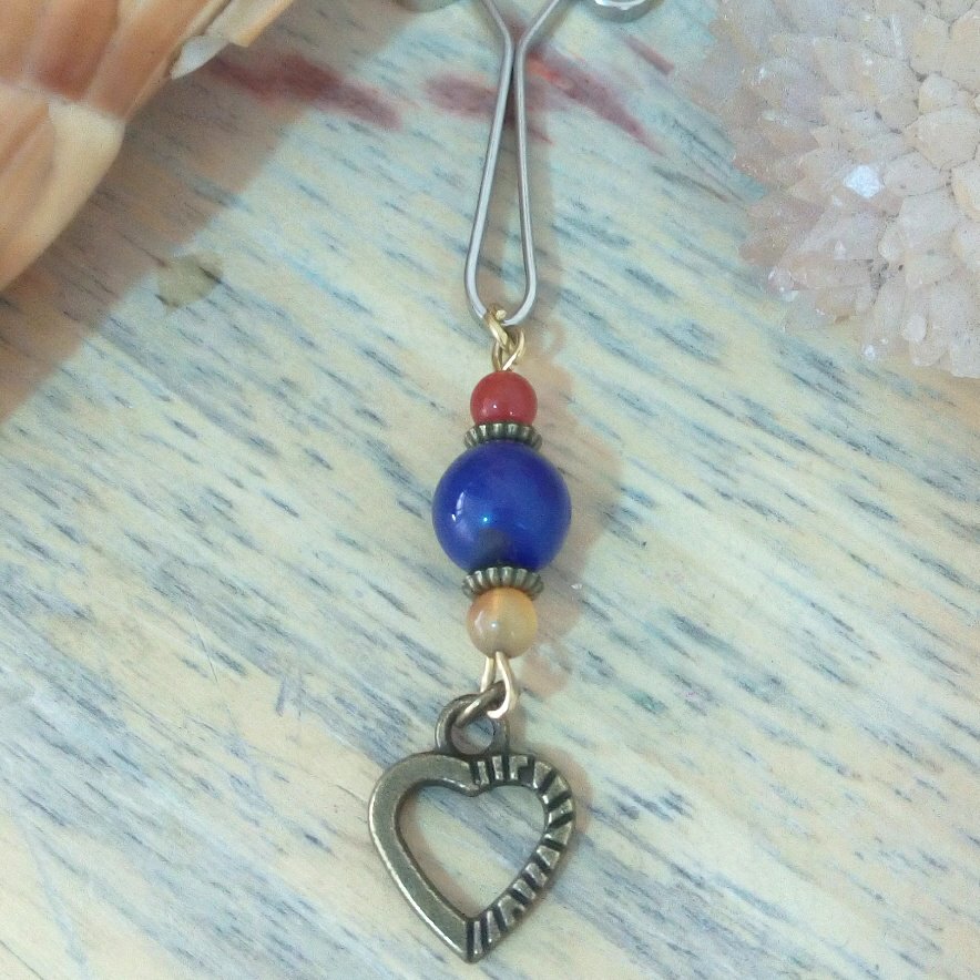 گیره روسری سنگی با سنگ های عقیق ، چشم ببر، رزکوارتز