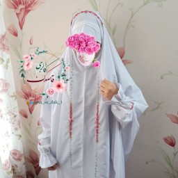 چادر نماز آستین پرنسسی ویژه جشن تکلیف،گلدوزی شده با دست  