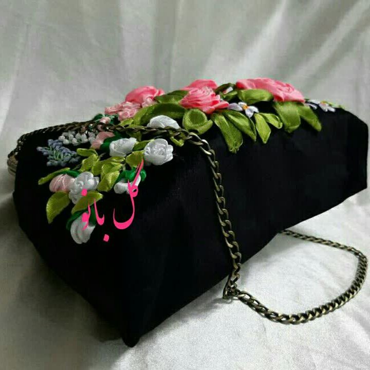 کیف مجلسی روبان دوزی شده بهاری گل بانو