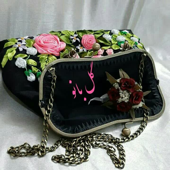 کیف مجلسی روبان دوزی شده بهاری گل بانو