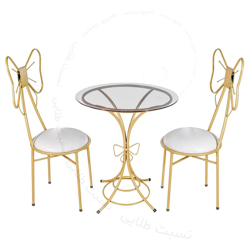 میز و صندلی ناهارخوری طرح پاپیون طلایی