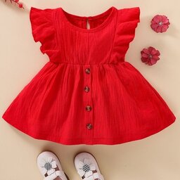 پیراهن مجلسی کودک  دخترانه قرمز قابل سفارش تا چهار سالگی  مجلسی سایز یک سال تا دوسال 