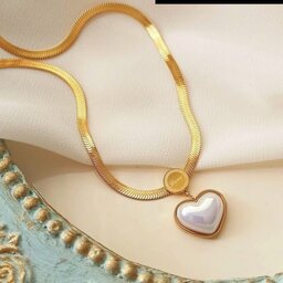 گردنبند شیک و خاص با آویز قلبی صدفی، رنگ ثابت 