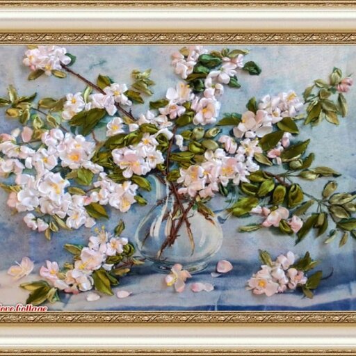 تابلو روبان دوزی شکوفه