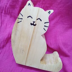 نگهدارنده چوبی موبایل گربه‌ای