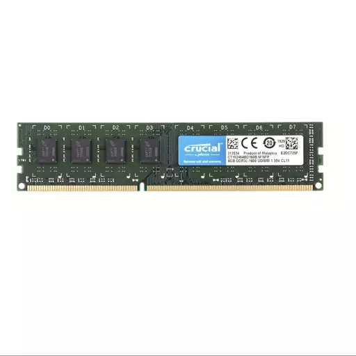 رم کامپیوتر DDR3L دو کاناله 1600 مگاهرتز CL11 کروشیال مدل 12800U ظرفیت 8 گیگ